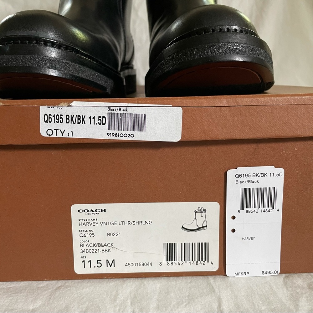 NWB COACH Casual Leather Boots with Shearling - Picture 7 of 13